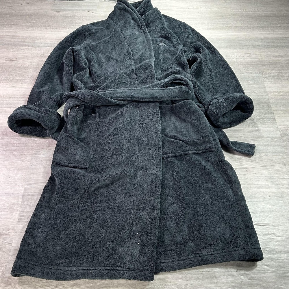 Tommy Bahama Robe Mens Medium Gray Fleece Belted‎ Lounge Sleepwear Bathrobe